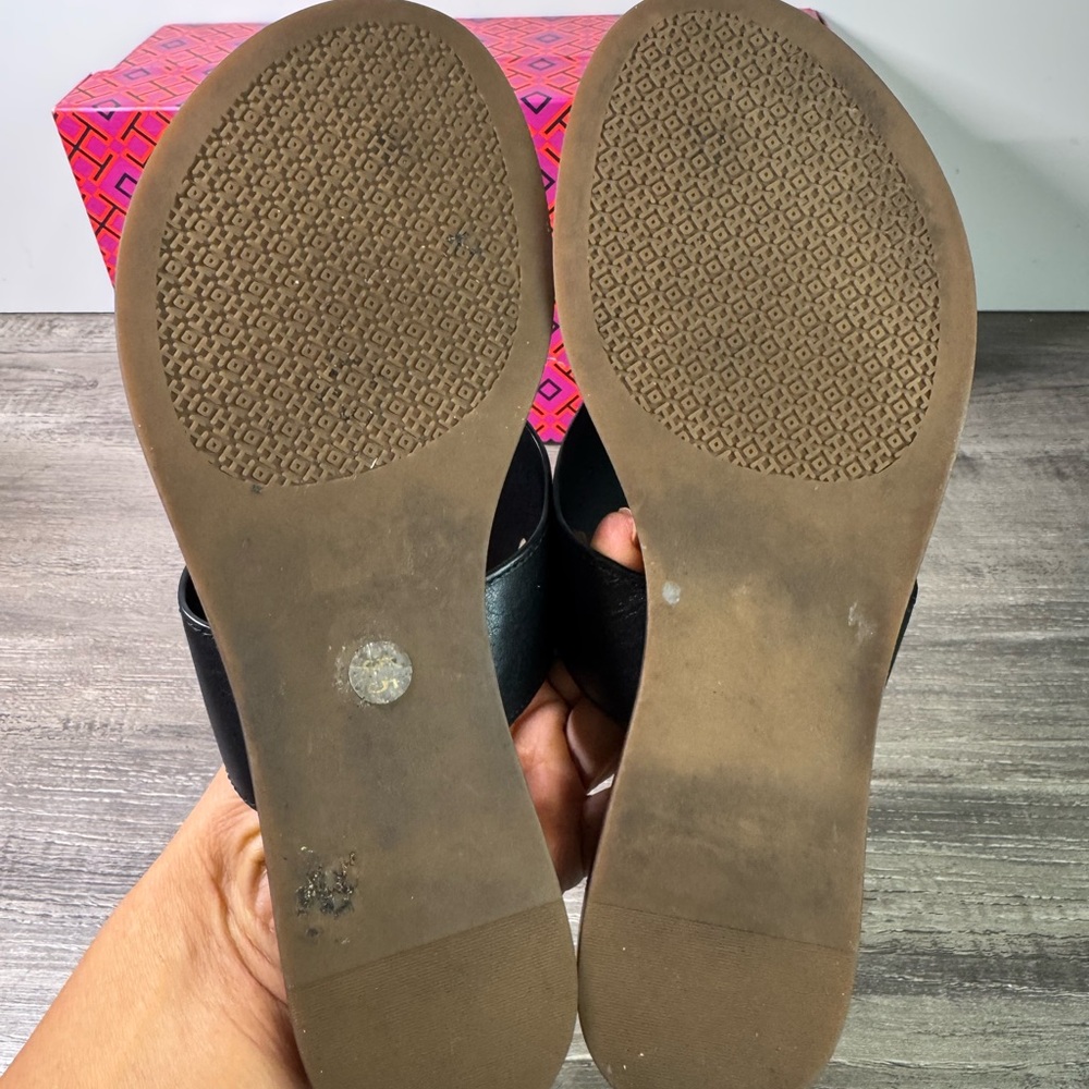 Tory Burch Jaime Full Calf Leather Black Sandals size 5.5 IMMACULATE - Picture 6 of 7